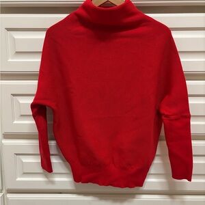 Bluivy Red Mock Turtleneck Knit Sweater